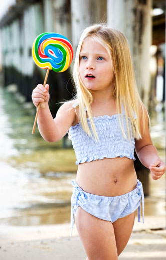 Paddle Girls Swimwear - childrens swimwear - Girls Two Piece Gingham Ties - main image