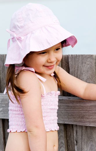 Paddle Girls Swimwear - childrens swimwear - Girls Gingham Floppy hat - main image