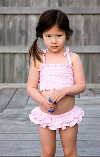 Paddle Girls Swimwear - childrens swimwear - Girls Two Piece Gingham Frill - main image