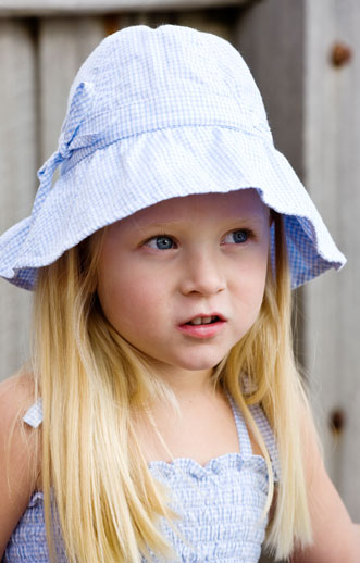 Paddle Girls Swimwear - childrens swimwear - Girls Gingham Floppy hat - blue hat image